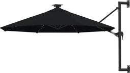 vidaXL - Wandparasol - met - LED's - 300 - cm - zwart
