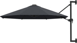 vidaXL - Wandparasol - met - metalen - paal - 300 - cm - antraciet