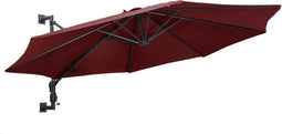 vidaXL - Wandparasol - met - metalen - paal - 300 - cm - bordeauxrood