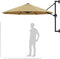 vidaXL - Wandparasol - met - metalen - paal - 300 - cm - taupe