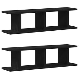 vidaXL - Wandplanken - 2 - st - 75x18x20 - cm - spaanplaat - zwart - eikenkleurig