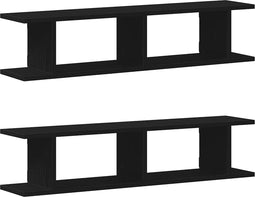 vidaXL - Wandplanken - 2 - st - 90x18x20 - cm - spaanplaat - zwart - eikenkleurig