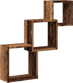 vidaXL - Wandplanken - kubus - 68x15x68 - cm - bewerkt - hout - oud - houtkleurig