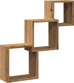 vidaXL - Wandplanken - kubus - 68x15x68cm - bewerkt - hout - artisanaal - eikenkleur