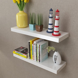 vidaXL - Wandplanken - MDF - zwevend - voor - boeken/dvd - wit - 2 - st