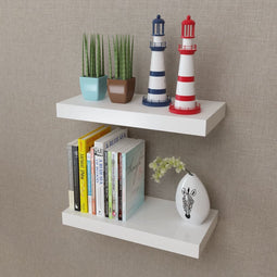 vidaXL - Wandplanken - MDF - zwevend - voor - boeken/dvd - wit - 2 - st