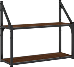 vidaXL - Wandrek - 2-laags - 60x21x51 - cm - bewerkt - hout - bruin - eikenkleur