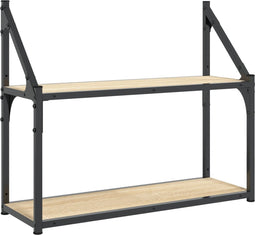 vidaXL - Wandrek - 2-laags - 60x21x51 - cm - bewerkt - hout - sonoma - eikenkleurig