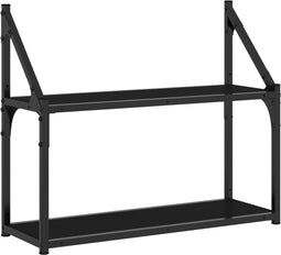 vidaXL - Wandrek - 2-laags - 60x21x51 - cm - bewerkt - hout - zwart