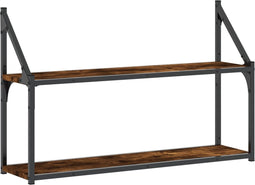 vidaXL - Wandrek - 2-laags - 80x21x51 - cm - bewerkt - hout - gerookt - eikenkleurig