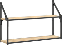 vidaXL - Wandrek - 2-laags - 80x21x51 - cm - bewerkt - hout - sonoma - eikenkleurig