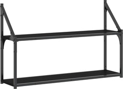 vidaXL - Wandrek - 2-laags - 80x21x51 - cm - bewerkt - hout - zwart