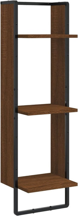 vidaXL - Wandrek - 3-laags - 30x25x100 - cm - bewerkt - hout - bruin - eikenkleur