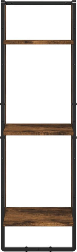 vidaXL - Wandrek - 3-laags - 30x25x100 - cm - bewerkt - hout - gerookt - eikenkleurig