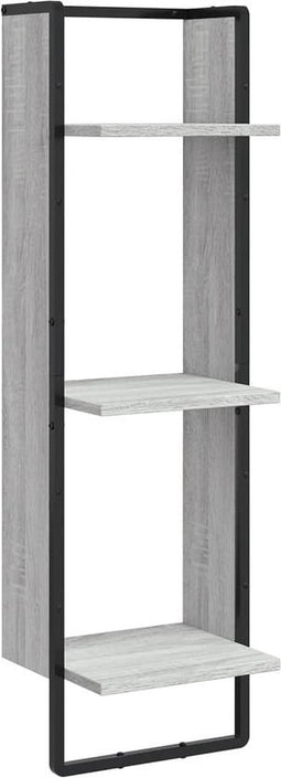 vidaXL - Wandrek - 3-laags - 30x25x100 - cm - bewerkt - hout - grijs - sonoma - eiken