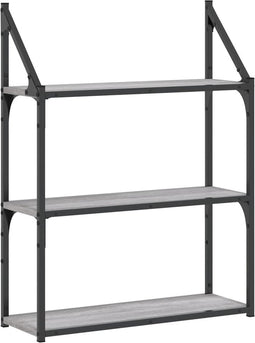 vidaXL - Wandrek - 3-laags - 60x21x78,5 - cm - bewerkt - hout - grijs - sonoma