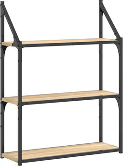 vidaXL - Wandrek - 3-laags - 60x21x78,5 - cm - bewerkt - hout - sonoma - eikenkleurig