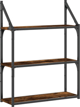 vidaXL - Wandrek - 3-laags - 60x21x78,5 - cm - bewerkt - hout - gerookt - eikenkleurig