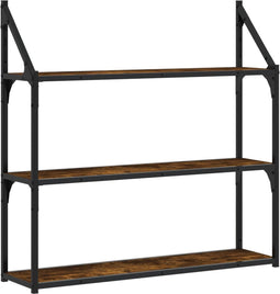 vidaXL - Wandrek - 3-laags - 80x21x78,5 - cm - bewerkt - hout - gerookt - eikenkleurig