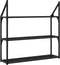 vidaXL - Wandrek - 3-laags - 80x21x78,5 - cm - bewerkt - hout - zwart