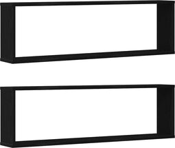 vidaXL - Wandrekken - Kubusvormig - 2 - st - 100x15x30 - cm - spaanplaat - zwart