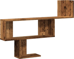 vidaXL - Wandschap - 100x15x70 - cm - bewerkt - hout - oud - houtkleurig