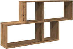 vidaXL - Wandschap - 100x18x53 - cm - bewerkt - hout - artisanaal - eikenkleurig