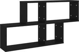 vidaXL - Wandschap - 100x18x53 - cm - bewerkt - hout - zwart