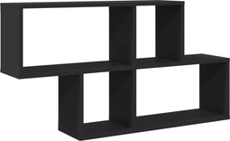 vidaXL - Wandschap - 100x20x53 - cm - bewerkt - hout - zwart