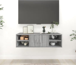 vidaXL - Wandschap - 102x30x29 - cm - bewerkt - hout - grijs - sonoma - eikenkleurig