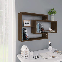 vidaXL - Wandschap - 104x20x58,5 - cm - bewerkt - hout - bruin - eikenkleur