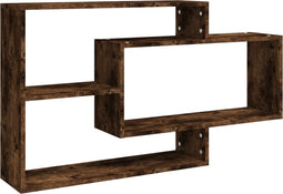 vidaXL - Wandschap - 104x20x58,5 - cm - bewerkt - hout - gerookt - eikenkleurig