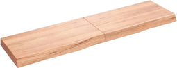 vidaXL - Wandschap - 120x30x(2-6)cm - behandeld - massief - eikenhout - lichtbruin