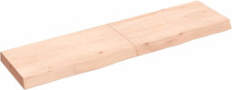 vidaXL - Wandschap - 120x30x(2-6) - cm - onbehandeld - massief - eikenhout