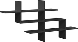 vidaXL - Wandschap - 124,5x18x60,5 - cm - bewerkt - hout - zwart