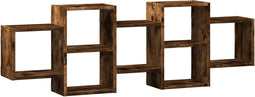 vidaXL - Wandschap - 129x18x42 - cm - bewerkt - hout - gerookt - eikenkleurig