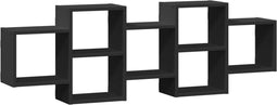 vidaXL - Wandschap - 129x18x42 - cm - bewerkt - hout - zwart