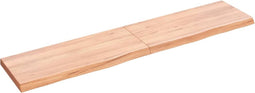 vidaXL - Wandschap - 140x30x(2-4)cm - behandeld - massief - eikenhout - lichtbruin