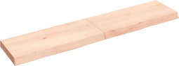 vidaXL - Wandschap - 140x30x(2-6) - cm - onbehandeld - massief - eikenhout