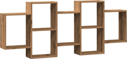 vidaXL - Wandschap - 159x18x65 - cm - bewerkt - hout - artisanaal - eikenkleurig