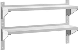 vidaXL - Wandschap - 2-laags - 100x23,5x60 - cm - roestvrijstaal - zilverkleurig