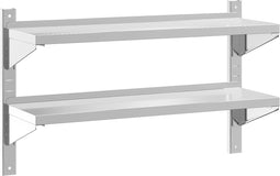 vidaXL - Wandschap - 2-laags - 100x30x60 - cm - roestvrijstaal - zilverkleurig