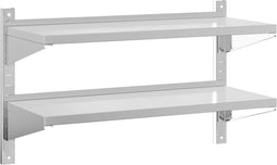 vidaXL - Wandschap - 2-laags - 100x40x60 - cm - roestvrijstaal - zilverkleurig