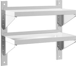 vidaXL - Wandschap - 2-laags - 50x23,5x48 - cm - roestvrijstaal - zilverkleurig