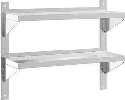 vidaXL - Wandschap - 2-laags - 75x23,5x60 - cm - roestvrijstaal - zilverkleurig