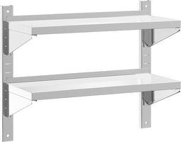 vidaXL - Wandschap - 2-laags - 75x30x60 - cm - roestvrijstaal - zilverkleurig