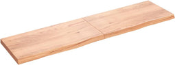 vidaXL - Wandschap - 200x50x(2-6)cm - behandeld - massief - eikenhout - lichtbruin