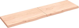 vidaXL - Wandschap - 200x50x(2-6) - cm - onbehandeld - massief - eikenhout