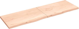 vidaXL - Wandschap - 200x60x(2-4) - cm - onbehandeld - massief - eikenhout