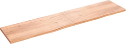 vidaXL - Wandschap - 220x50x(2-4)cm - behandeld - massief - eikenhout - lichtbruin
